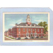 MA Brockton Post Office Street Scene Intersection w/Old Cars ma_box1~230