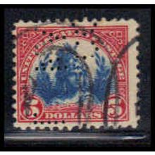 Used 573 $5 Freedom Statue Barely Clears Perf Initials RA2137