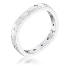 23Ct Rhodium Plated Cz Speckled Square Shaped Stackable Band