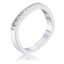 9Ct Channel Set Princess Cut Rhodium Plated Square Shaped Stackable Band