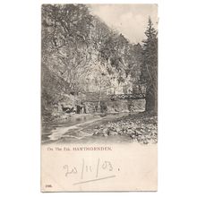 Postcard UK Scotland Midlothian Hawthornden footbridge River Esk posted 1903