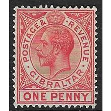 GIBRALTAR 1921-30 GEORGE V WMK MULTI SCRIPT CA 1d MINT HINGED SG90