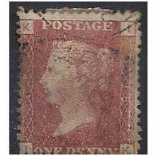 1858 SG43 1d Red Plate 198 Fine Used Check Letters "IK".