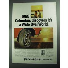 1968 Firestone Wide Oval Tires Ad - Columbus Discovers