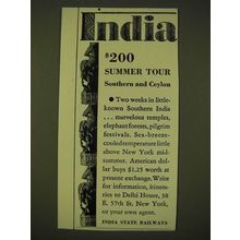 1933 India State Railways Ad - India $200 Summer Tour Southern and Ceylon