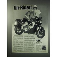 1991 AMA American Motorcyclist Association Ad - Un-Rider