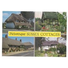 PICTURESQUE SUSSEX COTTAGES. multiview unused vintage postcard =