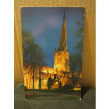 PARISH CHURCH, CHESTERFIELD, DERBYSHIRE. used postcard =