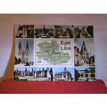 multiview, MAP, EURE-ET-LOIR, FRANCE used postcard. 1963 pm =