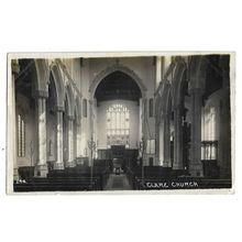 Clare Church Interior, Suffolk, RP Postcard.