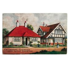 Postcard UK Japan British Exhibition London 1910 Oetzmann's Cottages advertising