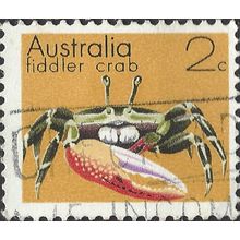 AUSTRALIA, CRUSTACEAN, Fiddler Crab, orange 1973, 2c, #3