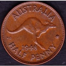 1948 Australia 1 Half Penny Coin