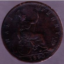 1890 Great Britain 1 Half Penny Coin