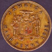 1965 Jamaica 1 Half Penny Coin