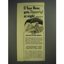 1941 Vick's Va-tro-nol Ad - If Nose Gets Stopped-up