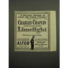 1952 Limelight Movie Ad - Charles Chaplin in his human drama Limelight