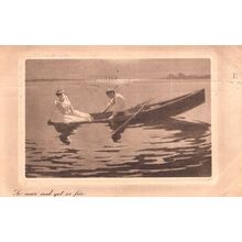 So Near But So Far Antique Rowing Boat Postcard