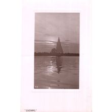 Sailing Boats In Evening Sunset Antique Real Photo Postcard