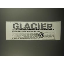 1961 Great Northern Railway Ad - Glacier national park in the Montana rockies