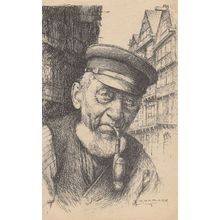 German Sailor Or Postman Pipe Smoking Damburger Beer Postcard