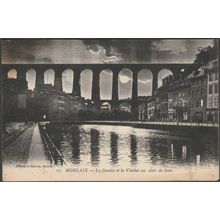 Le Bassin et le Viaduc au Clair de Lune, Morlaix, c.1910 - Artaud et Nozais CPA