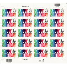 Happy Birthday Sheet of Twenty 34 Cent Stamps Scott 3558