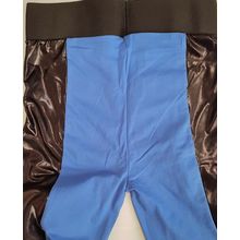 Blue and Black Leggings Half Wet Look Cotton Size XL 14 UK