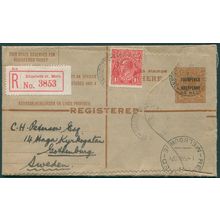Australia 1924 4½d. on 5d. King George V Registration Envelope used