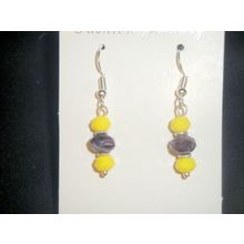 Special blend faceted purple white yellow & yellow accent dainty glass earrings