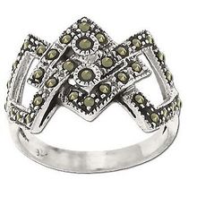Sterling Silver 35 Genuine Marcasite Intertwined Ring