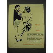 1956 Myers Rum Ad - Three's a Crowd