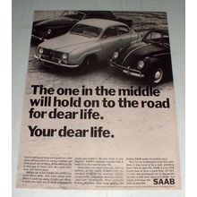 1966 Saab Car Ad - Hold On To The Road For Dear Life