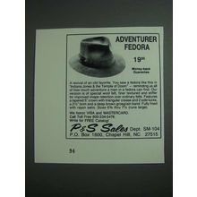 1984 P&S Sales Adventurer Fedora Ad