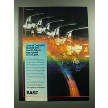 1988 BASF Paint Test Track Ad - One of Detroit's Fastest Test Tracks