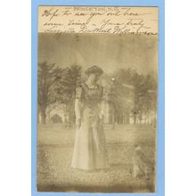 New Jersey Princeton Real Photo RPPC Woman w/Dog In Field Large Trees and ~733