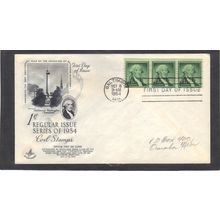 FDC Art Craft 1054 1c George Washington Strip/3 (Cachet-Penciled/A) CV42135