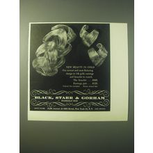 1948 Black, Starr & Gorham Bracelet and Earrings Ad - New Beauty in Gold