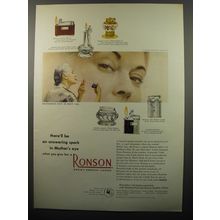 1950 Ronson Cigarette Lighters Ad - Adonis, Decanter, Leona, Crown, Gem