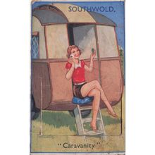 Southwold Caravan Antique But Very Aged Mailing Novelty Postcard