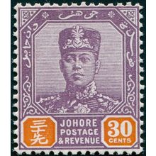 Johore 1936 30c dull purple & orange SG117 unused