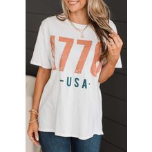 White 1776 USA Vintage Graphic T Shirt