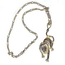 GoldTone Hip Hop Large Tiger Pendant on Figaro Neck Chain