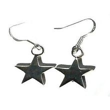 Sterling Silver Flat Polished Star Dangle Earring