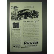 1923 Philco Diamond Grid Batteries Ad - Wife Was Right