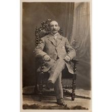 Pompous Man Oversized Wonky Tweed Hunting Coat Antique Fashion Postcard