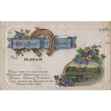 Kind Love Thoughts From Oldham Ship Lancs Old Greetings Postcard