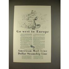 1928 American Mail Line Cruise Ad - West to Europe