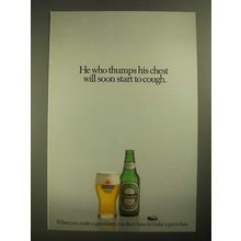 1987 Heineken Beer Ad - He Who Thumps His Chest Will Start to Cough
