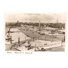 CONCORDE SQUARE PARIS, FRANCE used vintage Repro postcard 1960 postmark =